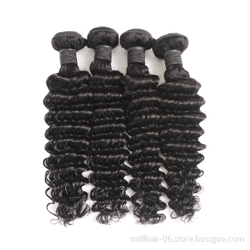 cheap 10a Deep Wave Human Hair Bundles With Closure Hair Extensions Brazilian Virgin Hair Weave Bundles